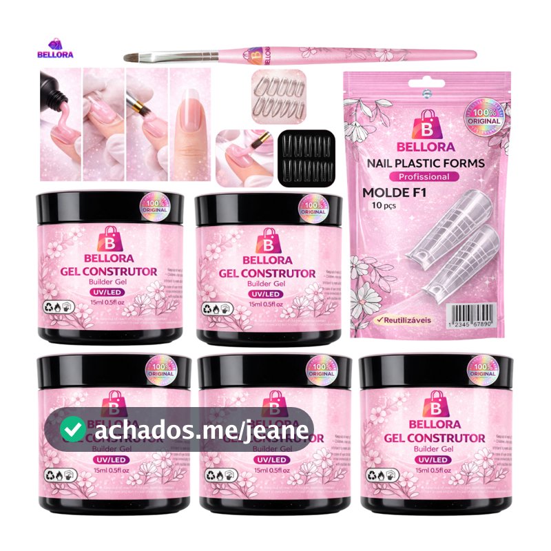 Kit 5 Unidades Gel Construtor UV LED Pincel Molde F1 Unha Profissional Alongamento Gel Acrigel Manicure Nail Designer