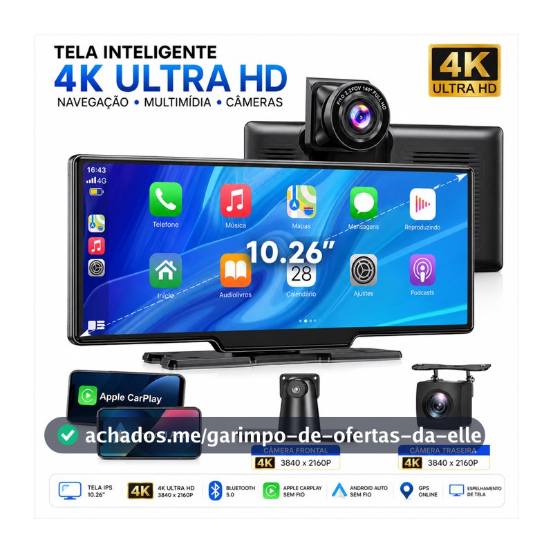Carplay Portátil 10.26,central Multimídia Autostereo Espelh