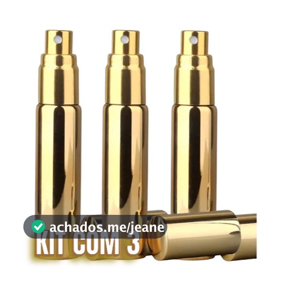 Kit 3 Frascos dourado de vidro para perfume álcool e líquidos 10 ml recarregável portatil