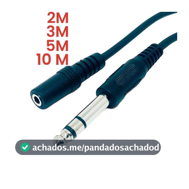 Cabo Extensao Extensor P2 Femea X P10 Macho Estereo Fone De Ouvido Retorno 2M/3M/5M/10M