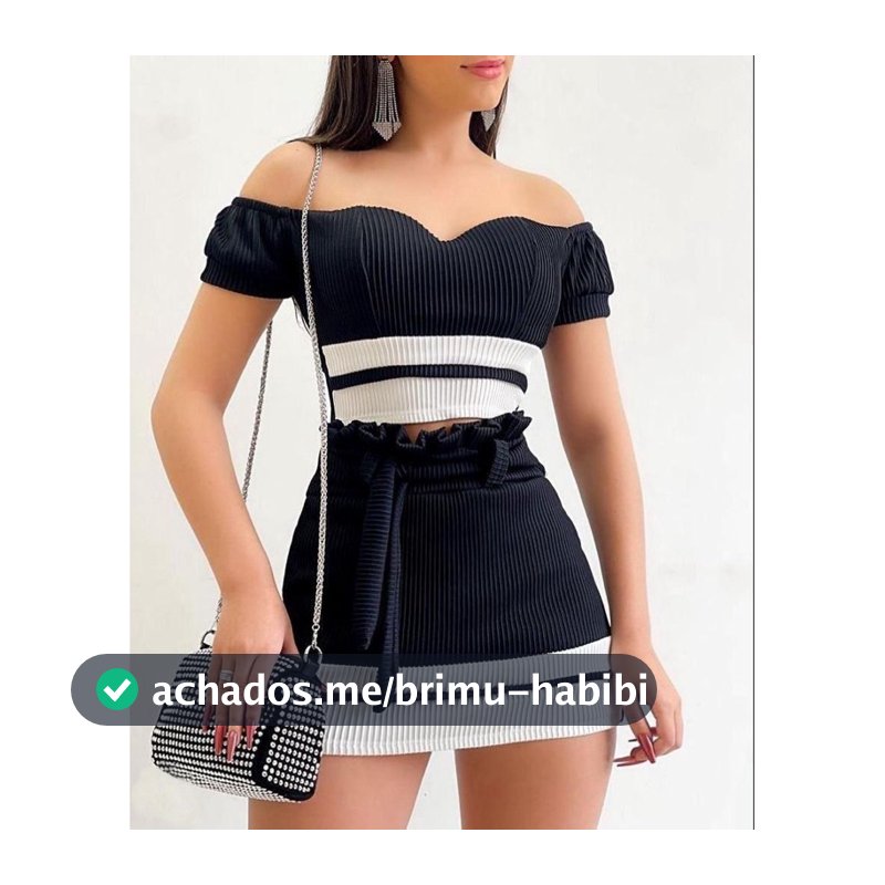 Conjunto gringa, 3D luxo Croped e short saia canelado premium