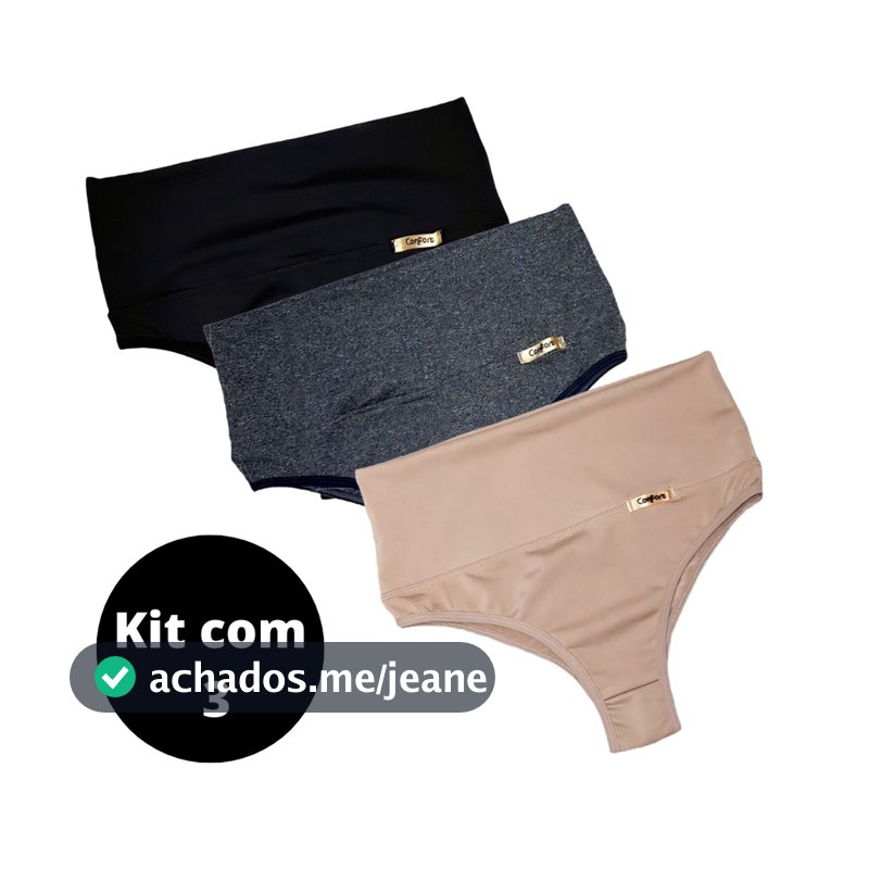 KIT 3 Calcinha cinta pala compressão pós parto prende barriga suplex cós