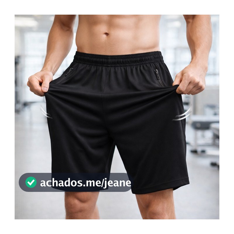 Bermuda Masculina Dry Fit Bolso Zíper Short Praia Academia Treino Secagem Rápida
