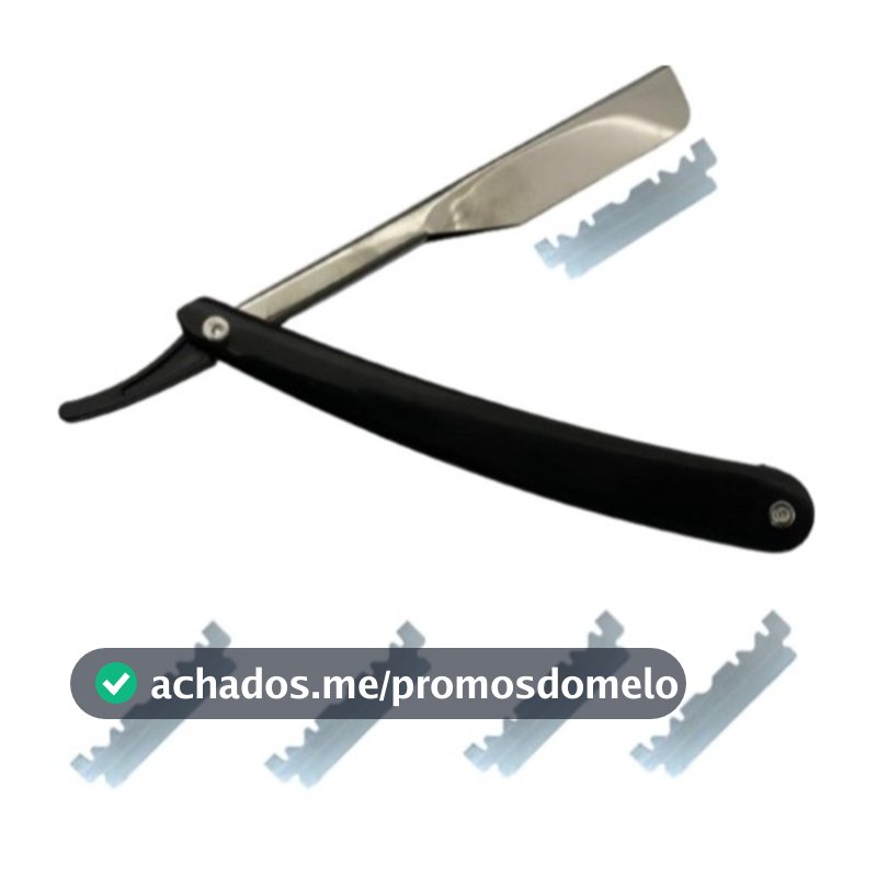 Navalha Navalhete Profissional Barbeiro + 5Lâminas Aço Inox Acabamento Barba Sobrancelha