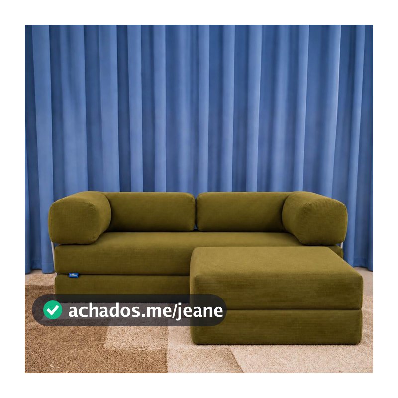 Sofá-Cama Flowin Cotelê Retratil vai na caixa com Chaise