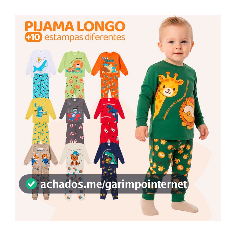 Kit Sortido 4 Peças Pijama Manga Longa Bebê Menino (2 Camisas + 2 Calças) Kit com 2 Pijamas de Roupa Infantil