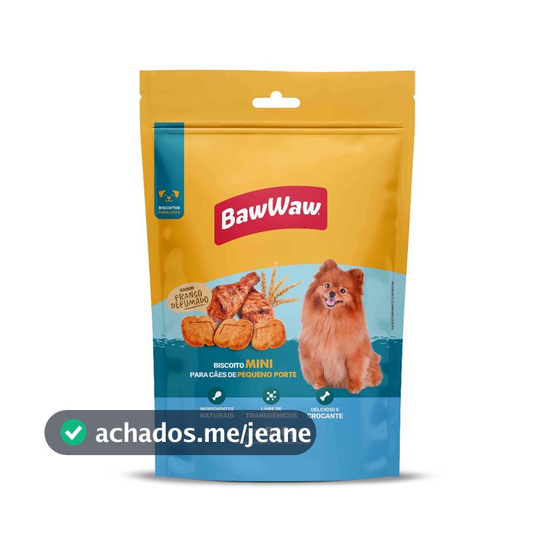 Baw Waw kit petisco snack biscoito sabor frango defumado p/ cães adultos mini e pequeno porte 500g