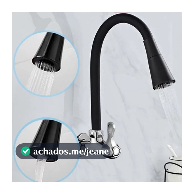 Cone De PulverizaçãO Dupla FlexíVel, Bancada De Cozinha Grande Torneira Vertical Semi Curva Preta