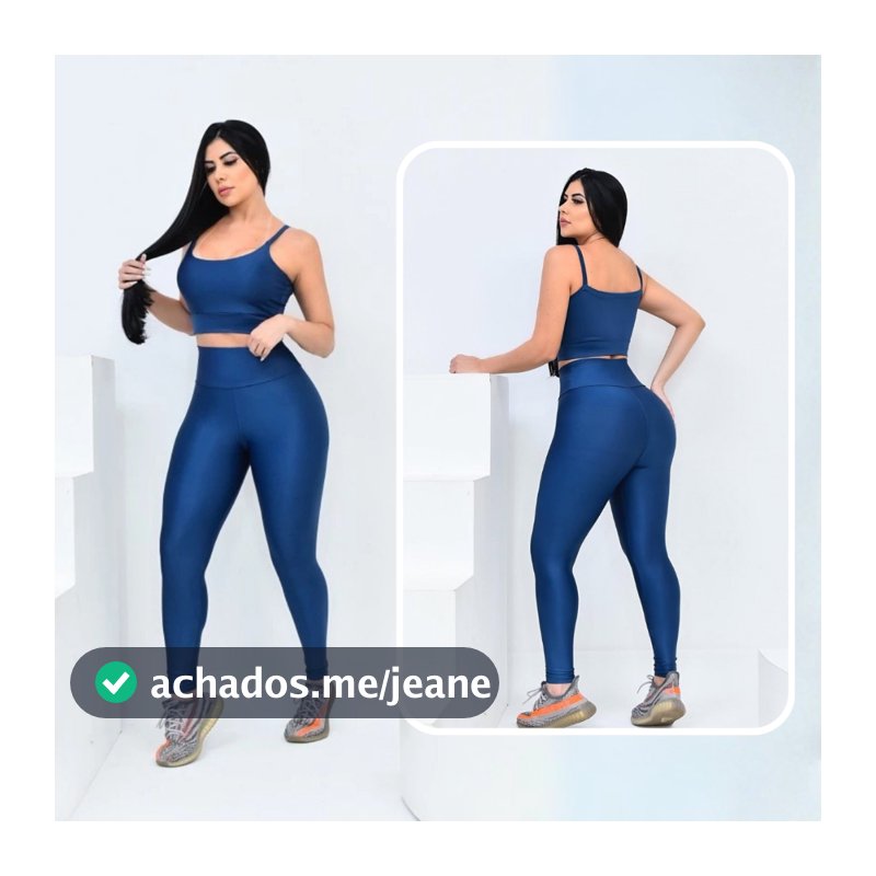 Conjunto Fitness Calça Top Bojo Removível Cintura Alta roupa de academia esportes Cross malhar