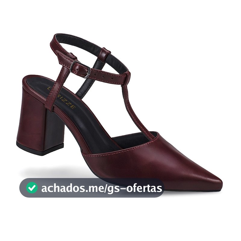Sapato Social Feminino Scarpin Bico Fino Salto Bloco Confortável com Fivela 3095