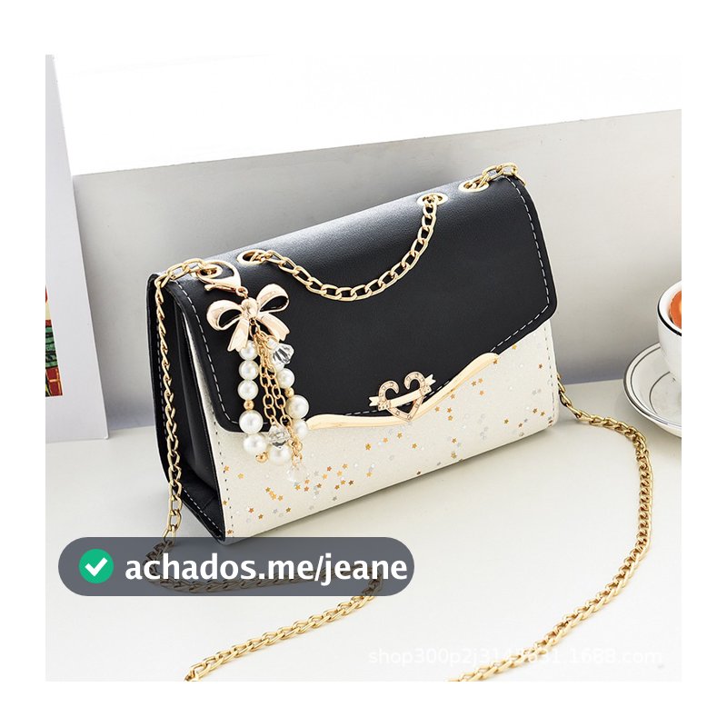 Modelo 9035, bolsa feminina de ombro em PU, estilosa com corrente