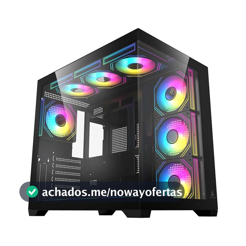 Gabinete Gamer Acegeek Omniview, Mid-Tower, Lateral de Vidro, Preto, AG-OMNIVIEW-BK