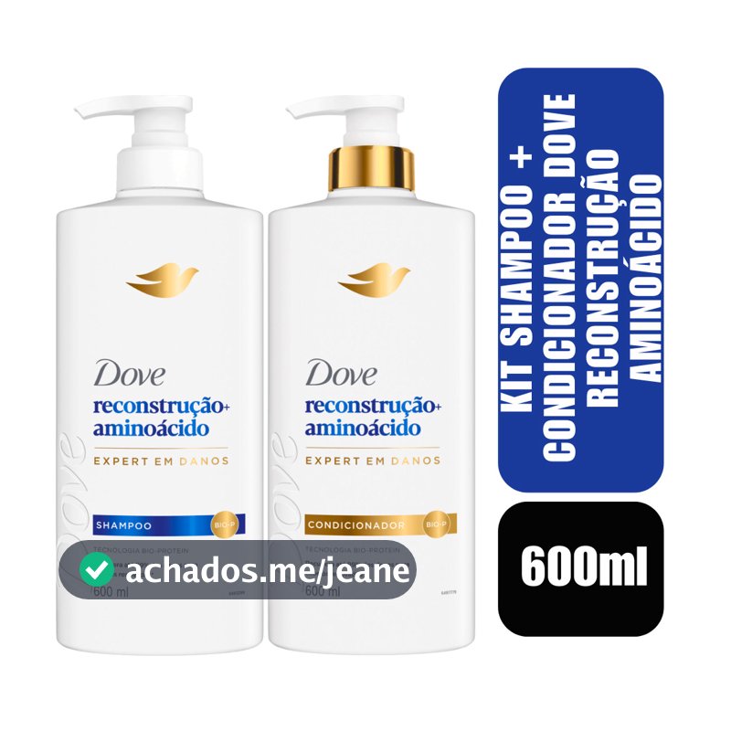 Kit Shampoo + Condicionador Dove Reconstrução Aminoácido Pump 600ml