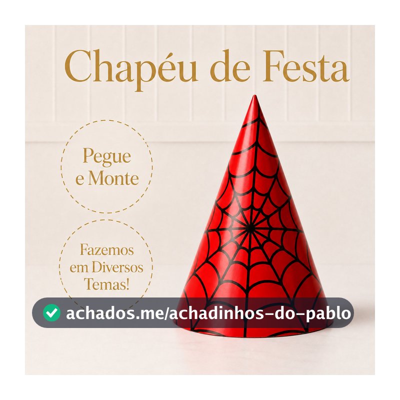 Chapéu de Festa Homem-Aranha - Kit Chapeuzinhos para Aniversário - Kit Para Aniversário - Decoração - Comemoração