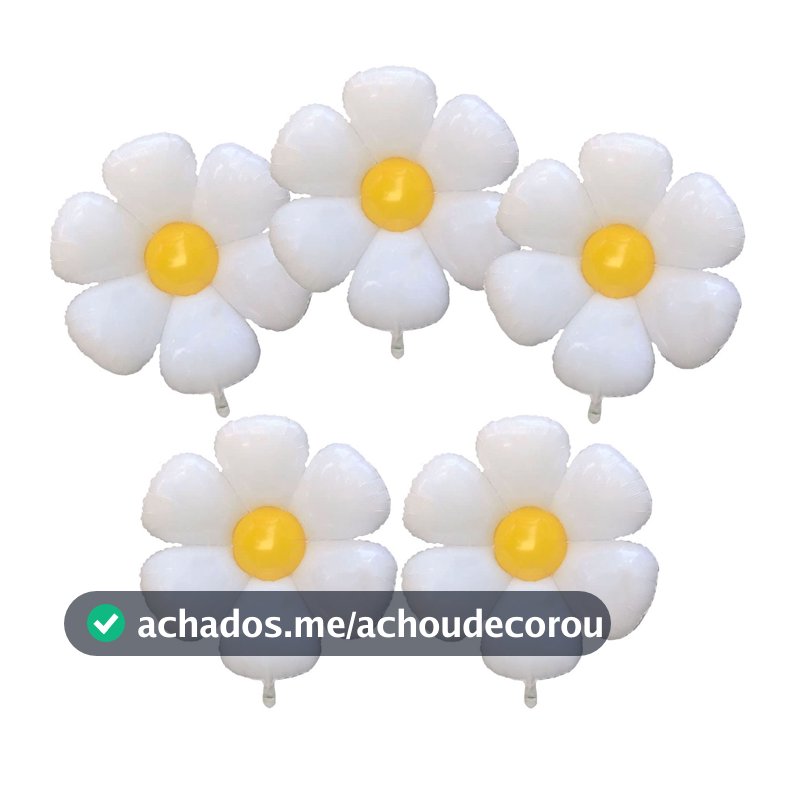 Kit 10 Balão Flor Margarida Branca 35cm Decoração Jardim Festa Decoração Lembrancinha