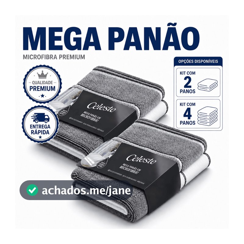 Kit Panos Multiuso Mega Panão Super Absorvente Chão Seca Pano de Chão Microfibra Grande