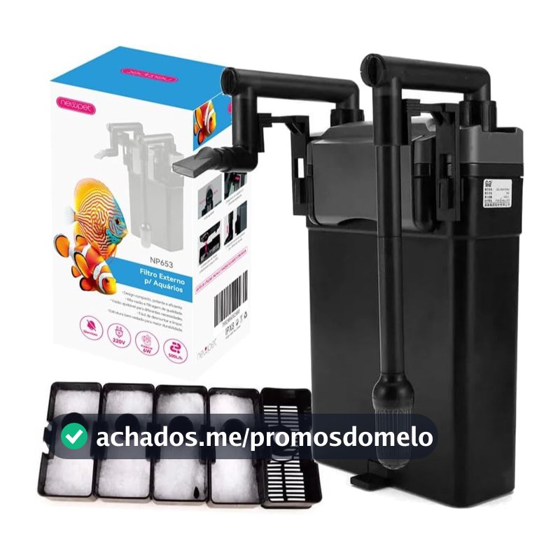 Filtro Externo Hang-on para Aquário Newpet Tipo Cascata 3 em 1 Filtragem Silenciosa