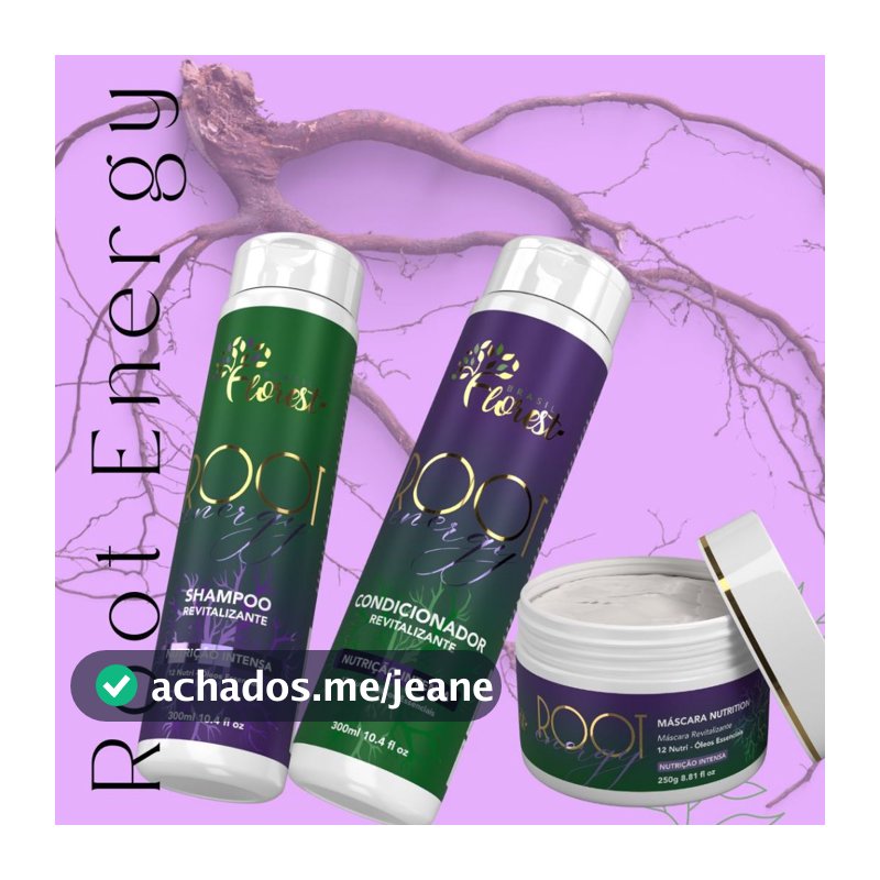 Kit Root Energy Shampoo Máscara  e Condicionador Tratamento Capilar