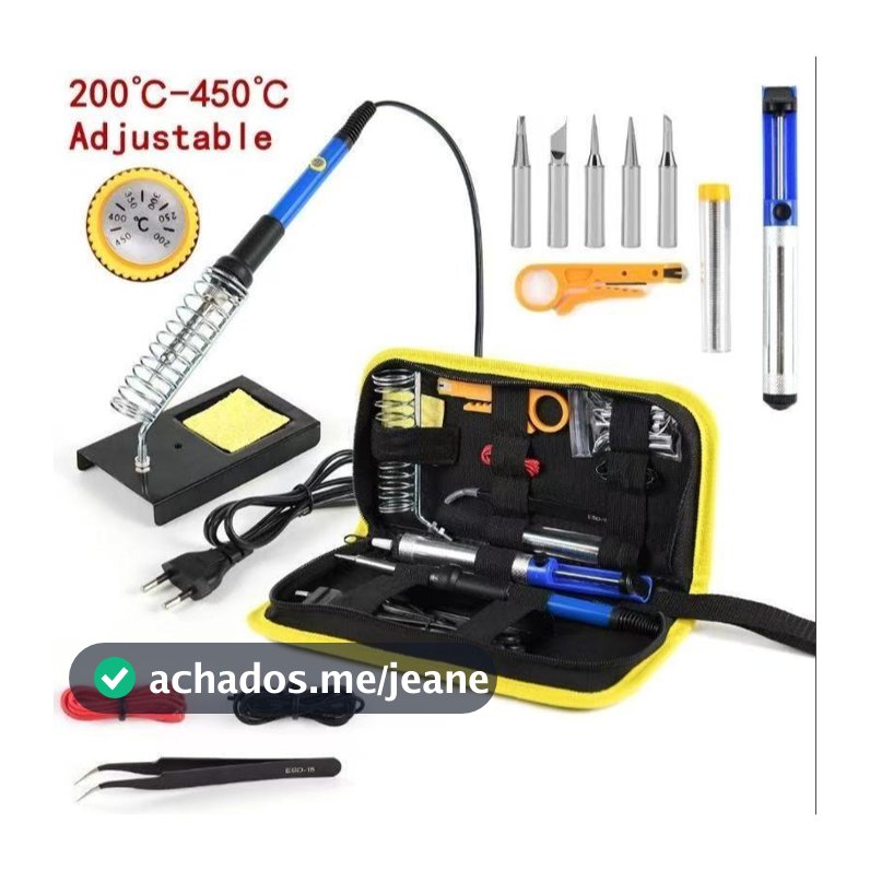 Kit Ferro Solda + Tubete Estanho Com Resina E Sugador Solda 60W-(110V-220V)