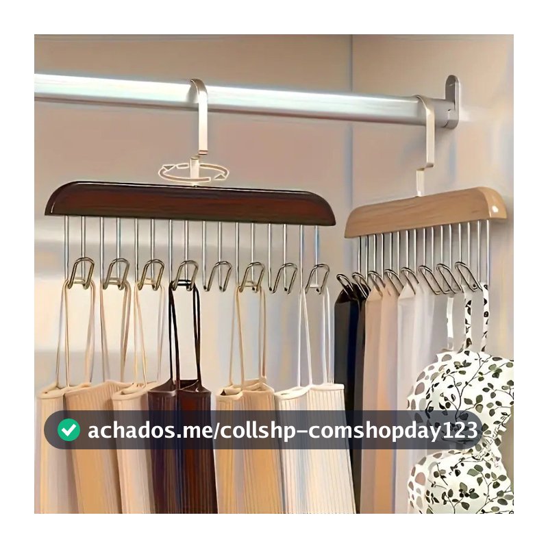 Cabide De Madeira Ondulado Multifuncional De Pendurar Roupas e Utensílios Com 8 Ganchos