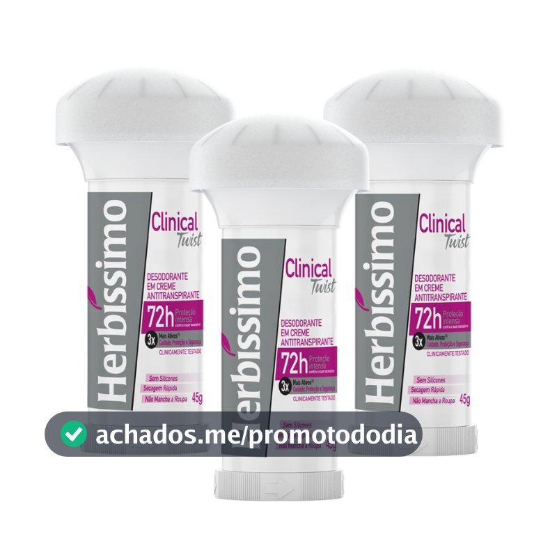 Kit Desodorante Twist Antitranspirante Herbíssimo Clinical Rosa 45G (3 unidades)