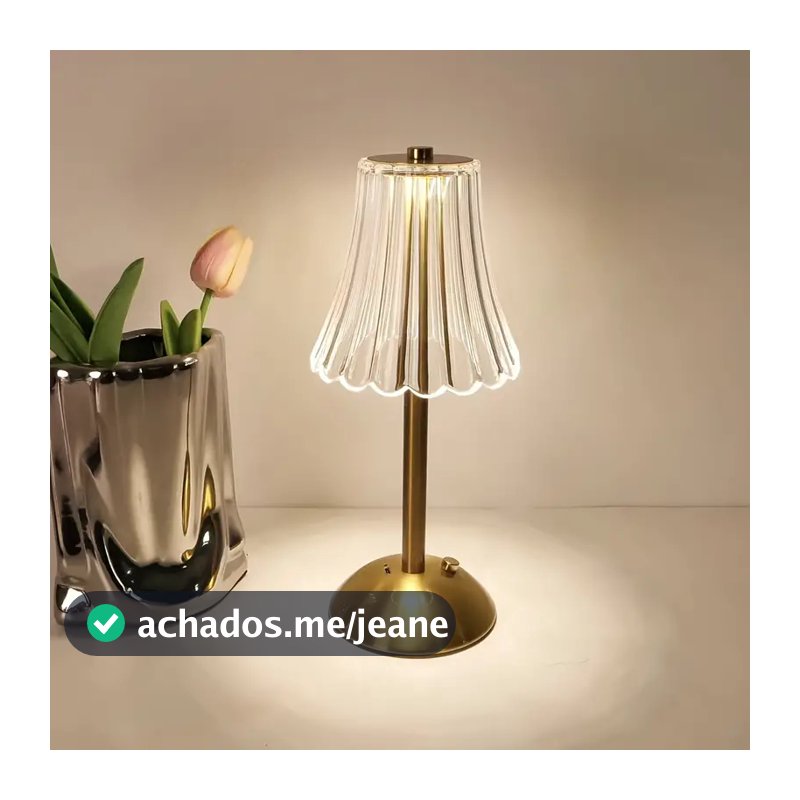 Abajur Recarregável de Mesa dourado Aço inoxidável Luz Touch sem fio LED Luminária de mesa P/quarto