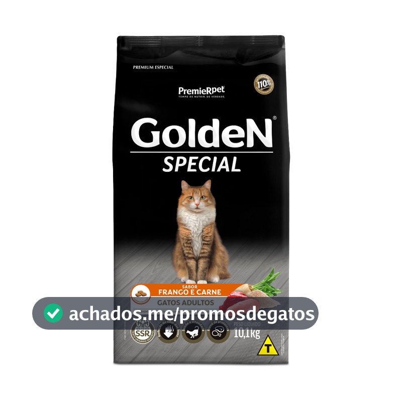 Ração Golden Special Gatos Adultos Frango e Carne 10,1kg