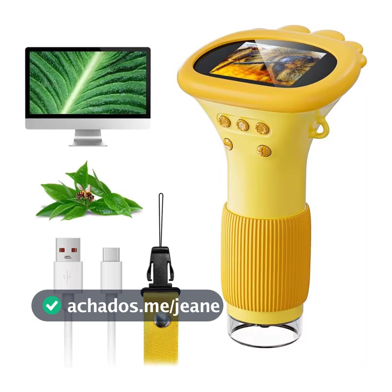 Microscópio de bolso infantil – Microscópio portátil 1000X para crianças | Mini microscópios de foto e vídeo