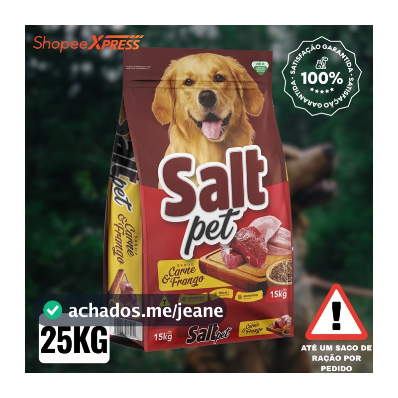 Ração para Cães Adultos Salt Pet 25kg Sabor Carne e Frango Premium