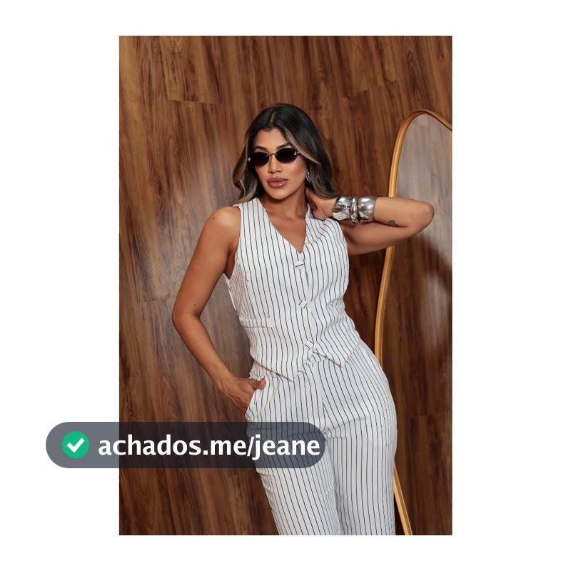 CONJUNTO ALFAIATARIA FEMINIMO CALÇA E COLETE RISZA DE GIZ ELEGANTE