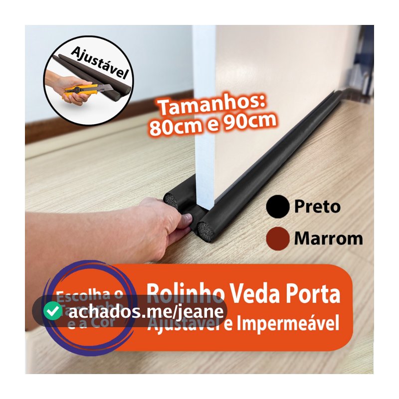 Veda Porta Rolinho Ajustável Protetor Impermeável Vedação Porta Duplo Não Entra Bicho Vento Pó
