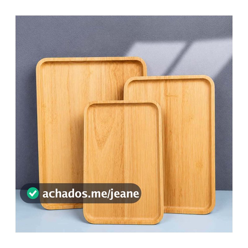Kit 3 Bandejas Retangulares MDF Estilo Bambu para Café da Manhã. QUEIMAAAA ESTOQUE