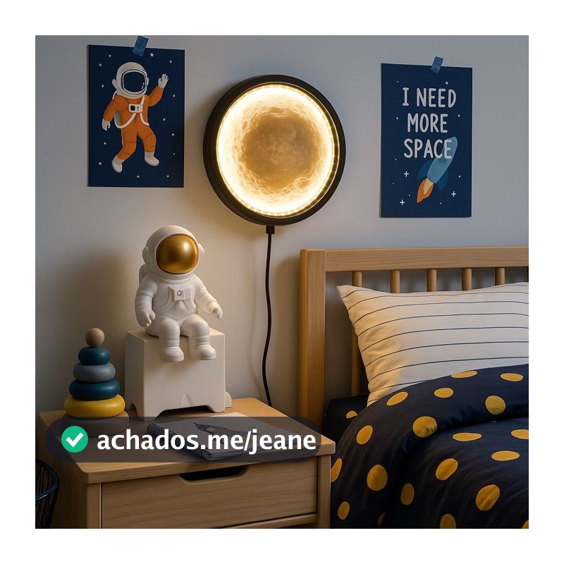 Luminária Lua LED 🌙 | Luz Indireta Decorativa de Parede com Textura Realista 110V