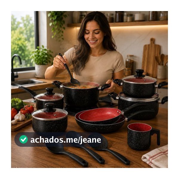 Kit Panelas Ceramica Antiaderecente 10 Pecas Utensilios Cozinha Resistente Preto