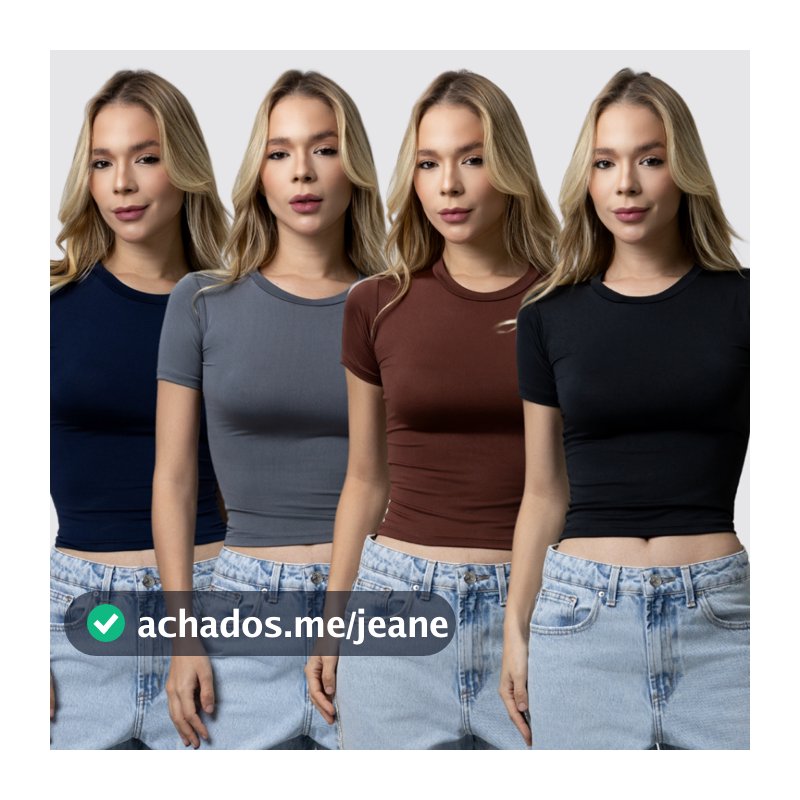 Kit 4 Baby Tee Feminina - Blusa Slim Fit Manga Curta Blusa de Compressão Várias Cores Ajuste Perfeito