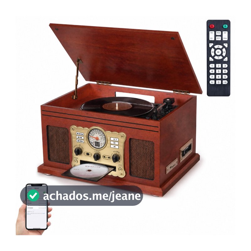 VEDO 10 in 1 Bluetooth Record Player, 3-Speed Turntable for Vinyl with Speakers, LP to MP3 Converter, CD, Cassette Playe