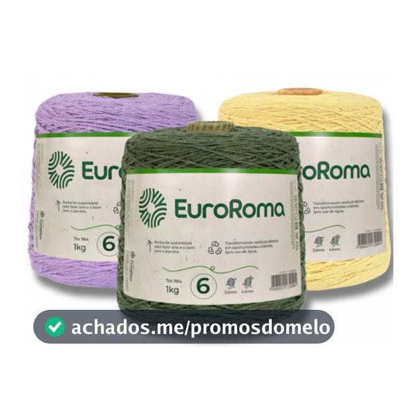 BARBANTE EUROROMA FIO N°6 1 KG - VÁRIAS CORES