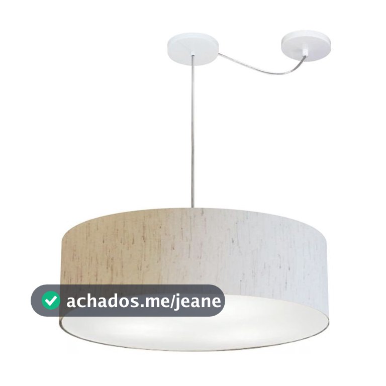 Lustre Pendente Cilíndrico Com Desvio de Centro 50x15cm Vivare Md-4259 Cúpula em Tecido - Bivolt