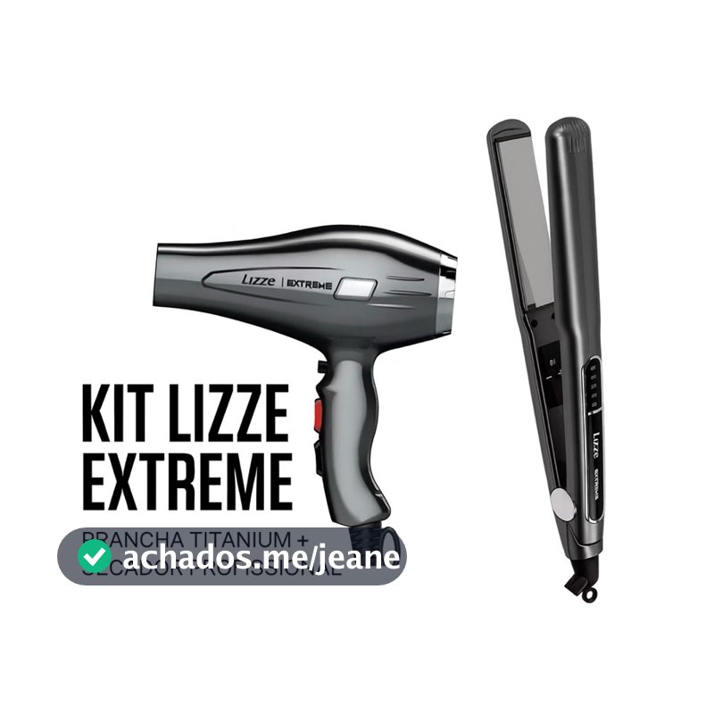 Kit Prancha Lizze Extreme Mais Secador Lizze Extreme 2400 Cor Cinza