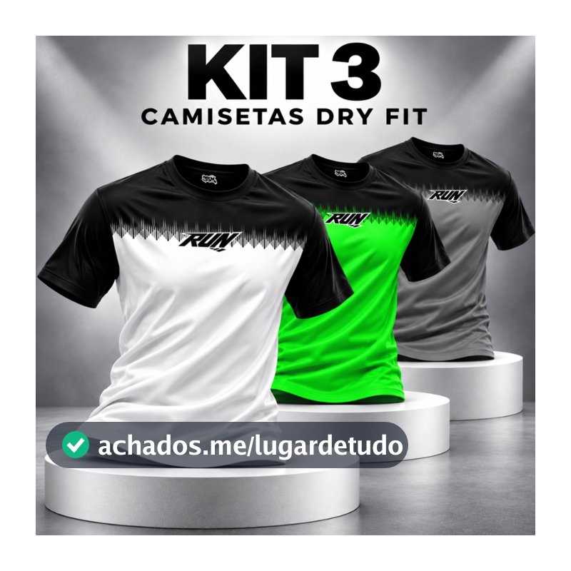 Kit 3 Camisetas Esportivas Masculinas Dry Fit Manga Curta Corrida Caminhada Fitness Treino Academia Respirável