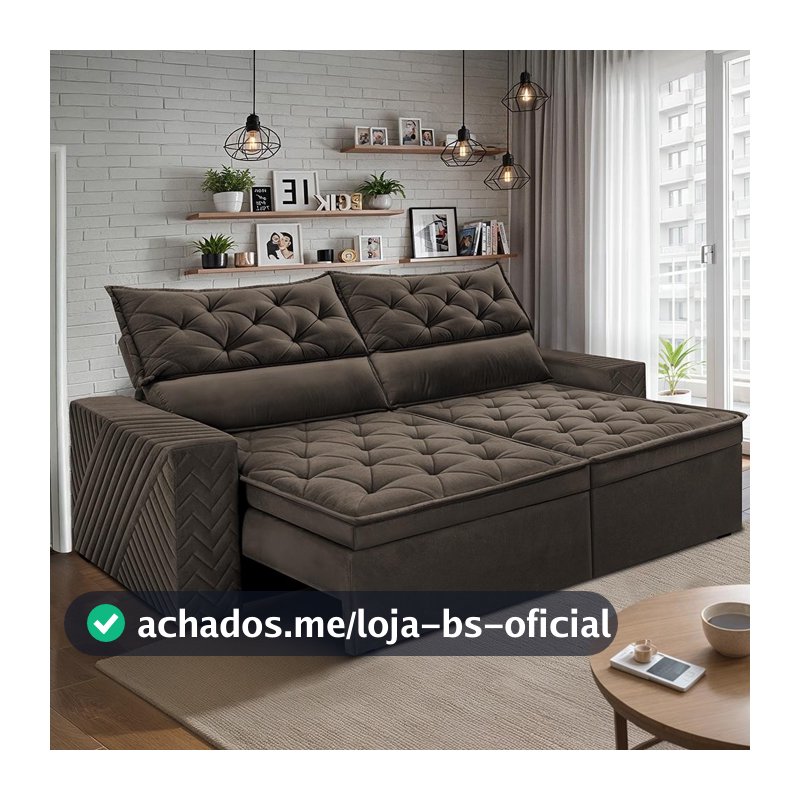 Sofá Retrátil Reclinável 2,30m Essence. Velusoft Cama inBox