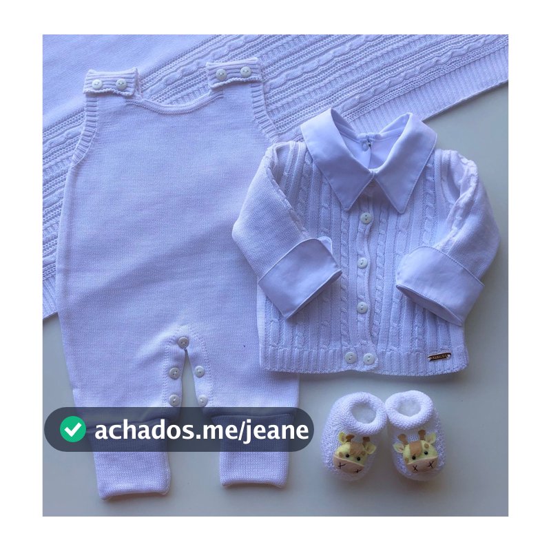 Kit saída maternidade menino branca tricot 5 peças sapatinhos tema safari
