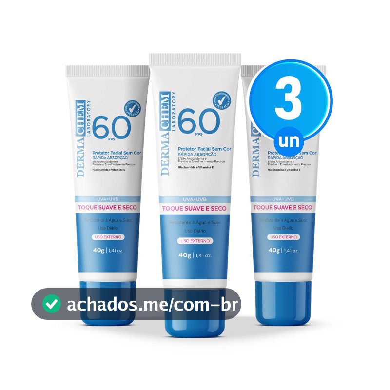 Kit 3 Protetor Solar Rosto FPS60 40g Dermachem