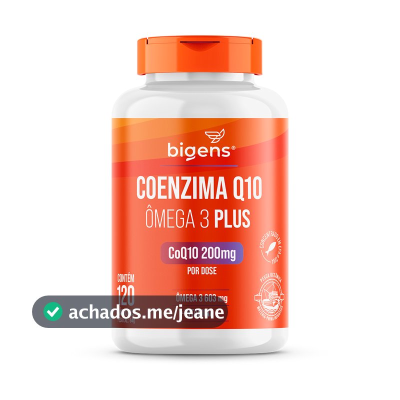 Coenzima Q10 + Ômega 3 TG Plus: 200mg CoQ10, 603mg Ômega 3 + Vitamina E