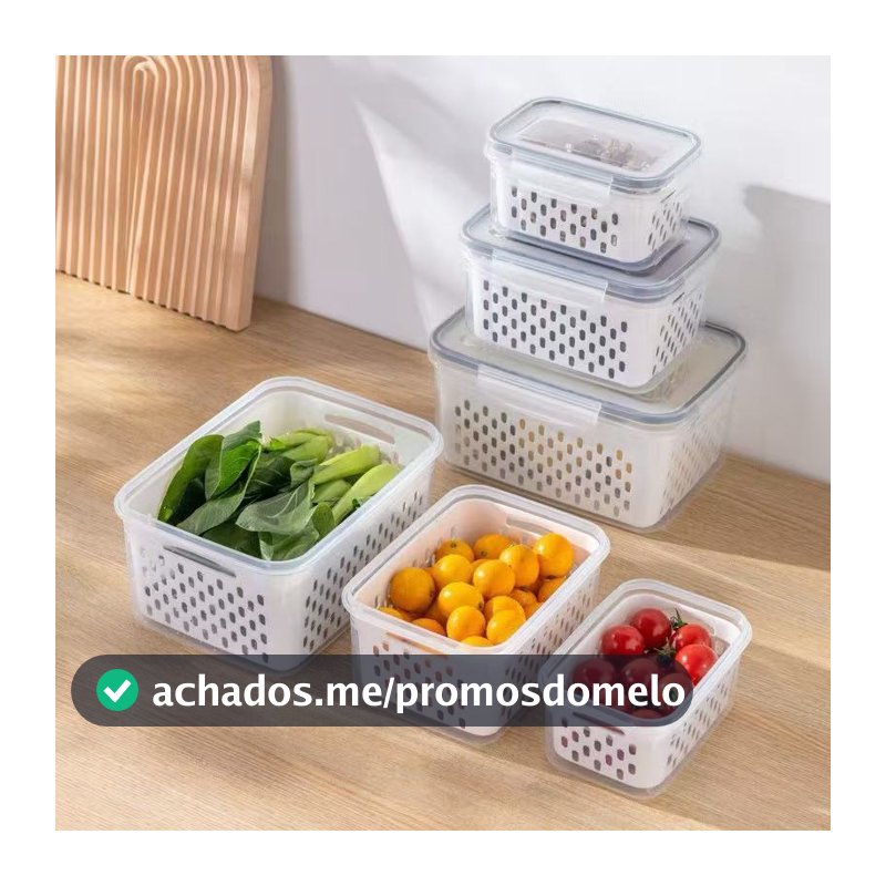 Kit2/3/6 Recipientes para separar e conservar frutas e verduras, próprios para geladeira e micro-ondas.