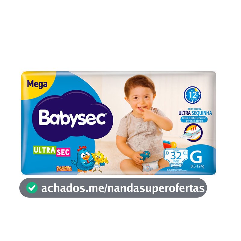 Fralda Descartável Babysec Galinha Pintadinha Ultrasec Mega G 32 Tiras