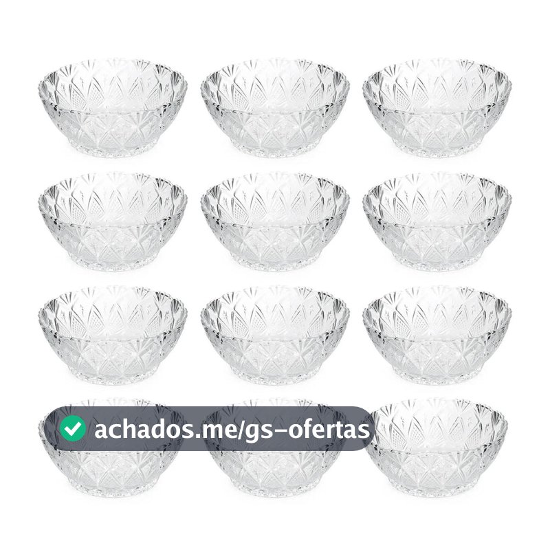 Jogo 12 Potes para Sobremesa Bowls Tigelas de Vidro 350ml King Lyor Transparente