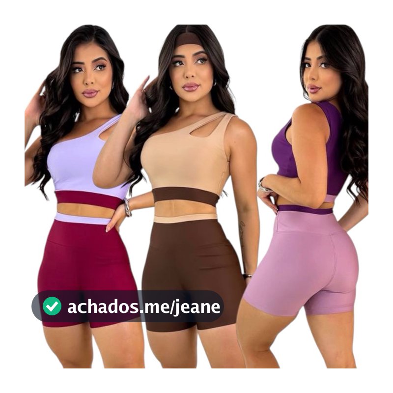 conjunto academia short e top bicolor fitness
