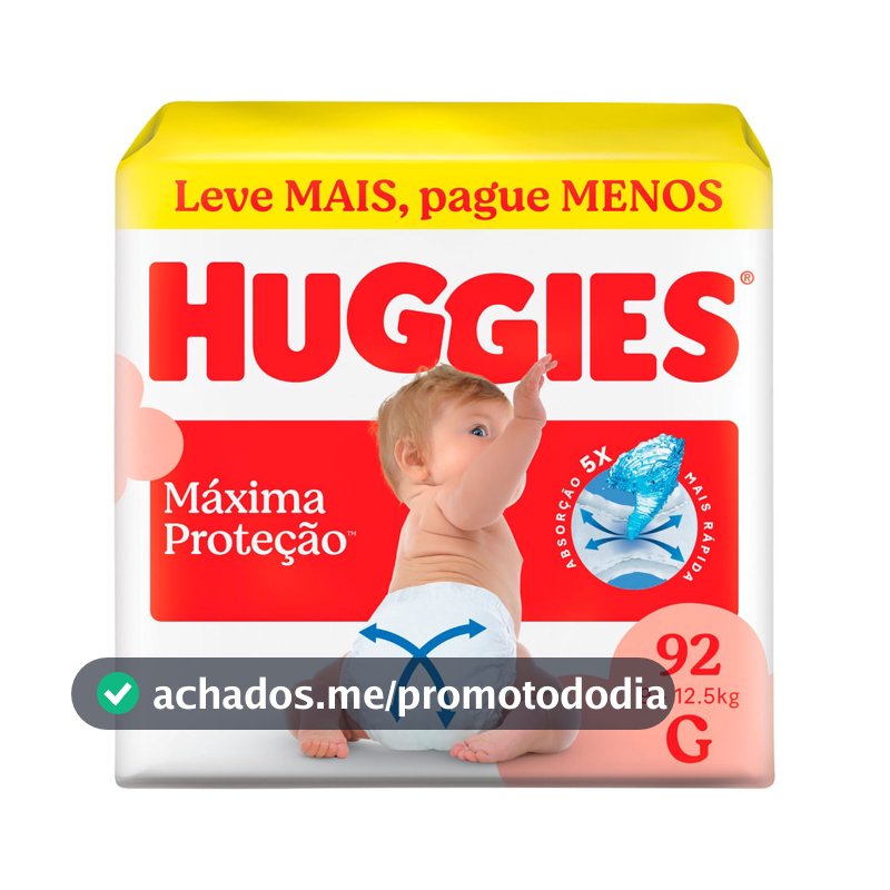 Fralda Huggies Máxima Proteção Tamanho G 92 Unidades Descartáveis