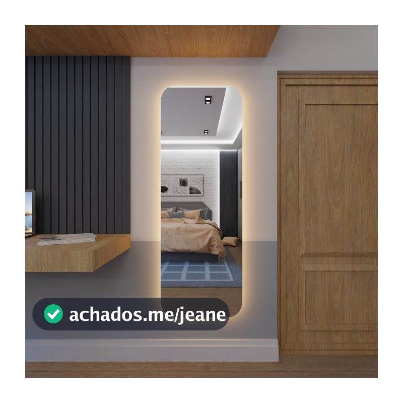 Espelho Corpo Inteiro Retangular Com Led 170cm x 70cm E14 Lançamento Quarto Sala Grande Moderno Luxo